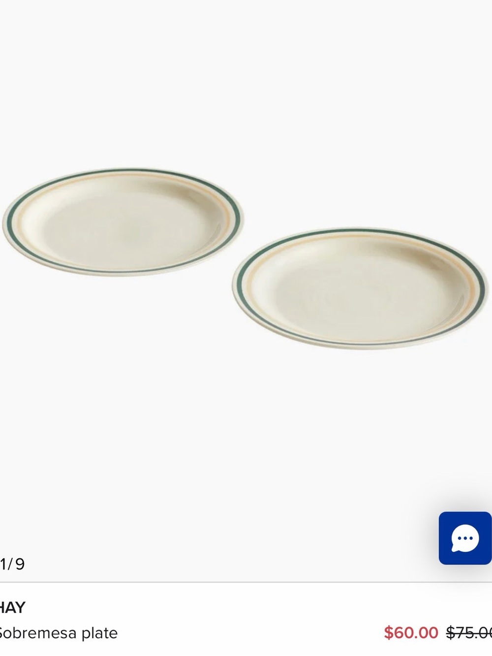 HAY Sobremesa Cream Dinner Plates with Green Rim - Set of 2